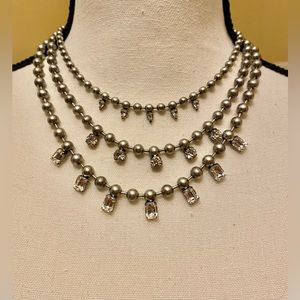DANNIJO Antiqued Silver tone Collar Necklace; NEW
